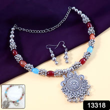 Oxidised Silver Traditional Beaded Necklace Set