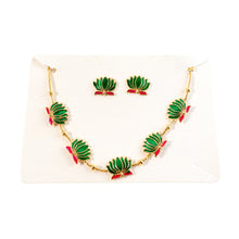 Traditional Green  Lotus Motif Jewellery Set