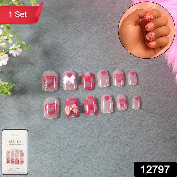 Premium Artificial False Nail Set With Mix Design - (Set)
