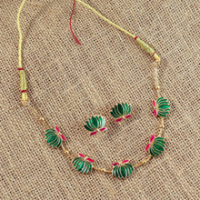 Traditional Green  Lotus Motif Jewellery Set