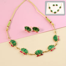 Traditional Green  Lotus Motif Jewellery Set