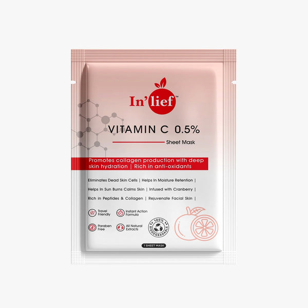 Inlief Vitamin C 0.5 Hydrating  Brightening Facial Sheet Mask (1 Pc)