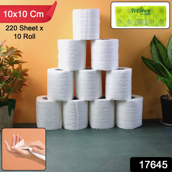 Toilet Tissue Rolls  Soft Embossed Bathroom Tissue 220 Sheets  10 Rolls