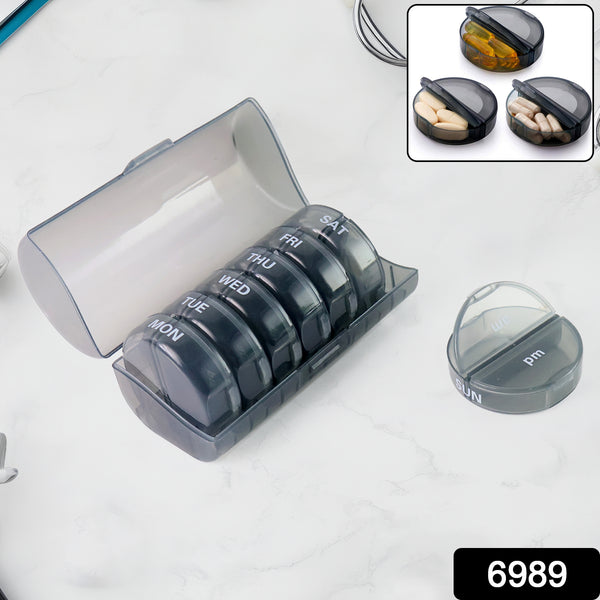 6989 Weekly Pill Organizer 2 Times A Day Travel 7 Day Pill Box Twice A Day Daily Medicine Pill Case With Large Compartments